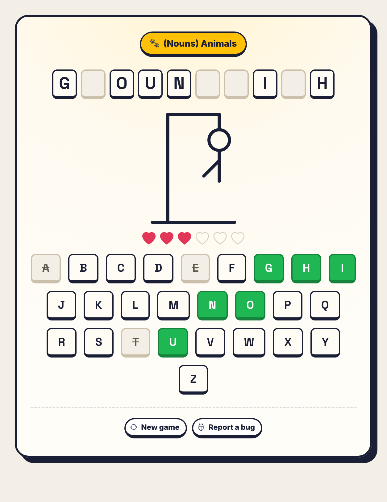 How to play Hangman game online step 2